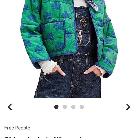 Free People Green and Blue Quilted Cotton cropped jacket - Picture 3 of 3